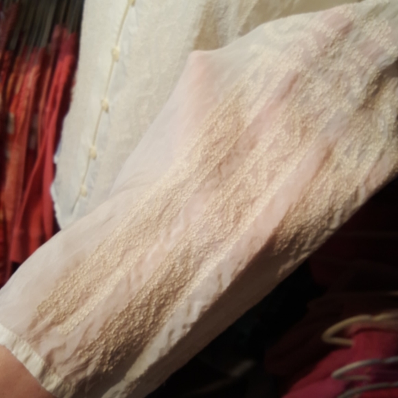 J.JILL ♡ Vintage Elegant Sheer Ivory Intricate Detailed Embroidery Blouse XS - Picture 10 of 17